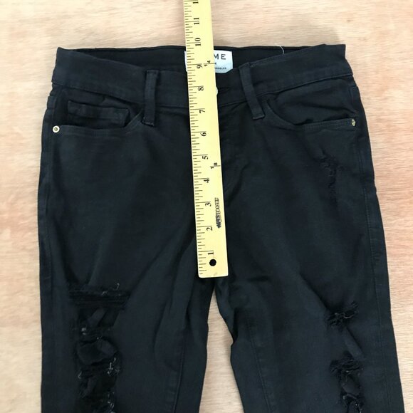 Frame Denim Le Skinny De Jeanne Jeans Women size 25 Black Distressed Mid Rise - Picture 9 of 11